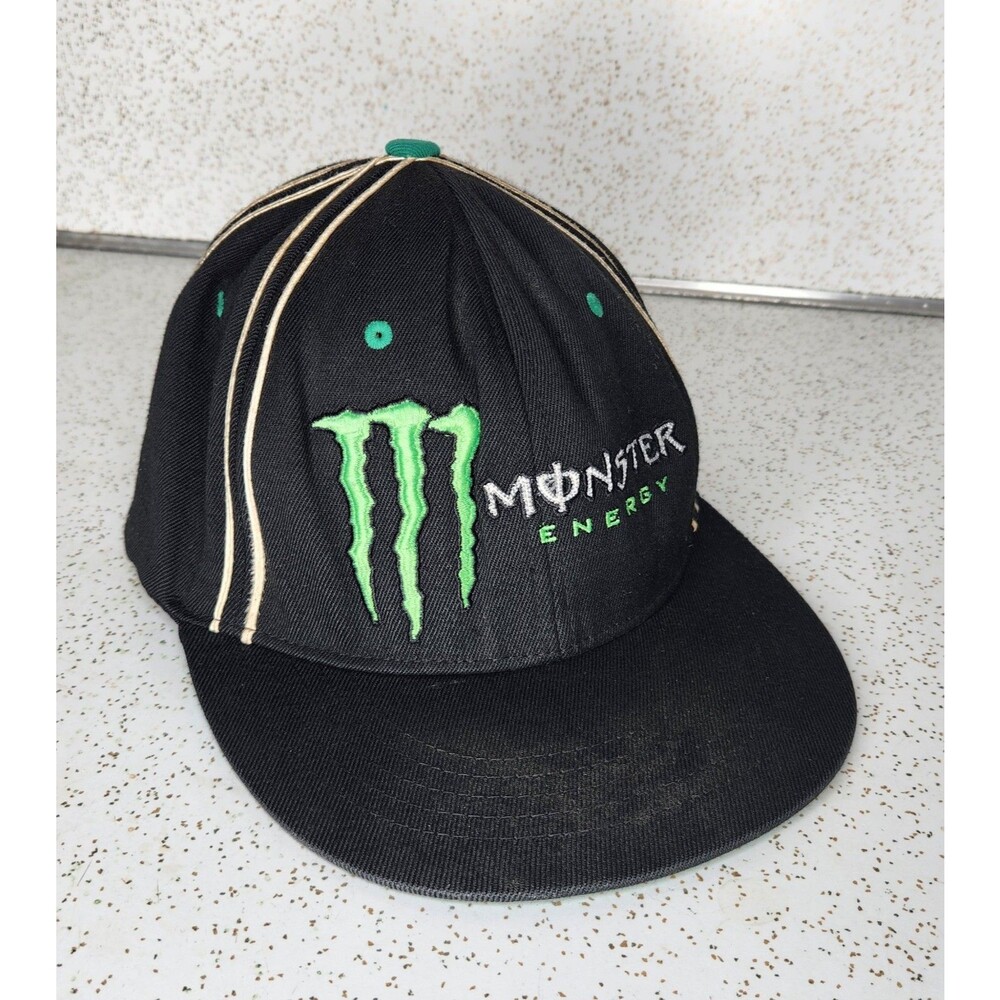 Vintage Monster Energy L-XL Flexfit Trucker Hat Baseball Cap Stretch Back Rare